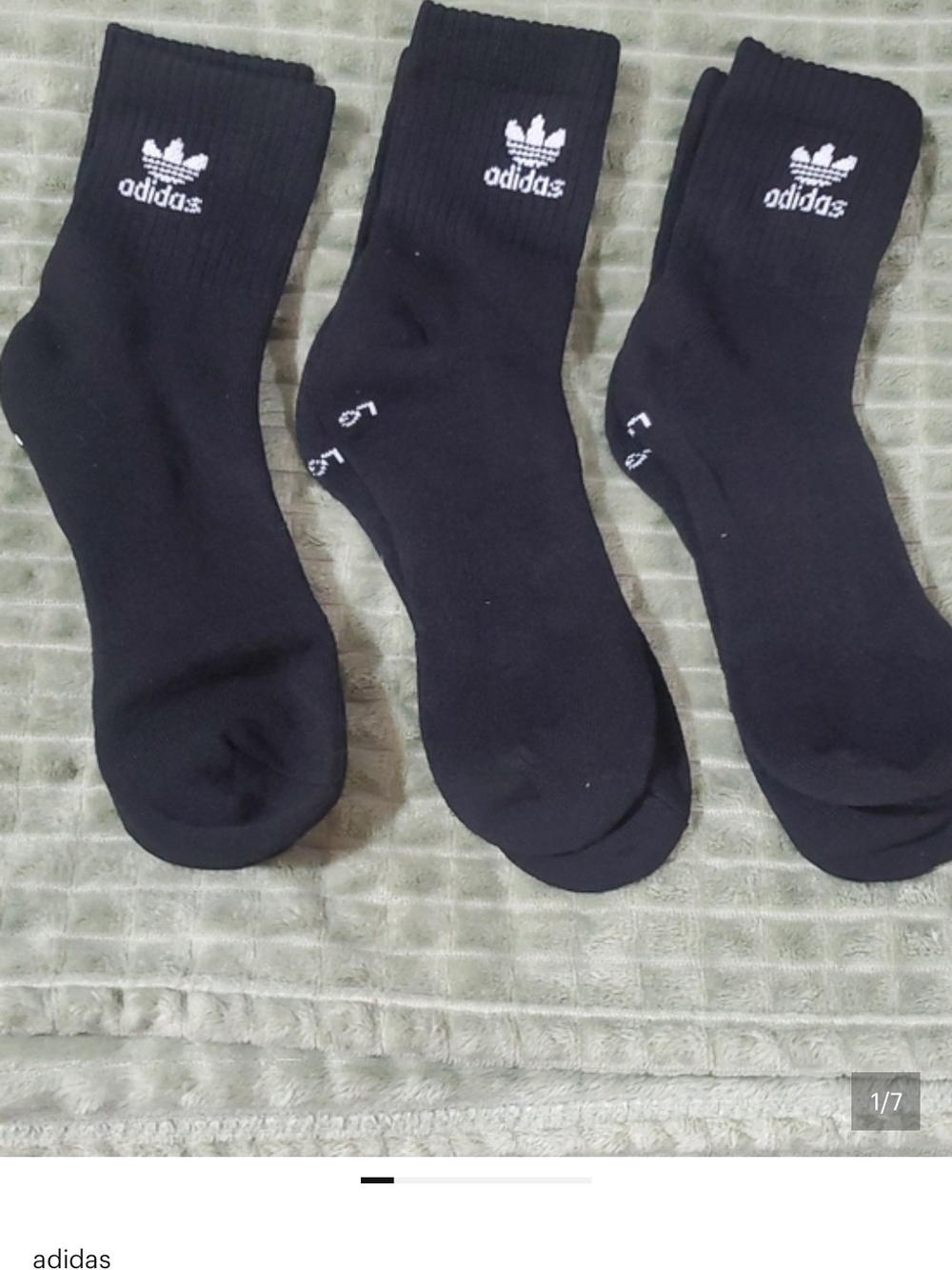 adidas Black Crew Athletic Socks with White Trefoil Logo - 3 Pack
